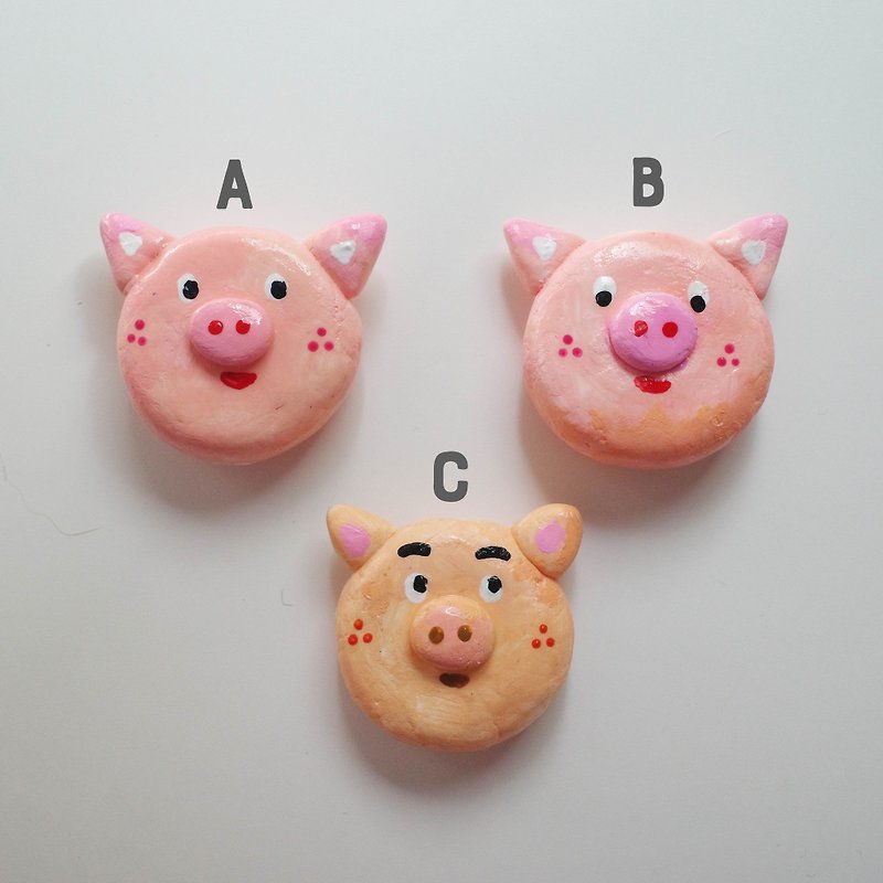 三匹の子豚の手作りマグネット - マグネット - 粘土 多色
