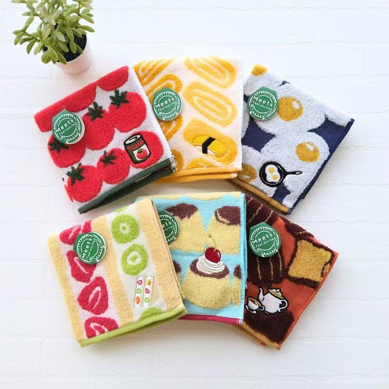 【GuuGuu】Imabari Morning Jacquard Embroidered Handkerchiefs (Set of 3) | Hanging Loop Design | New Colors Available - ผ้าเช็ดหน้า - ผ้าฝ้าย/ผ้าลินิน หลากหลายสี