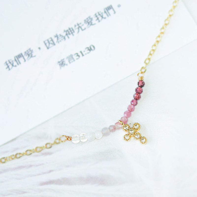 Giftest White Amethyst Tourmaline/Love Christian Gospel Hand Chain Bracelet Crystal Gift B9 - สร้อยข้อมือ - เครื่องประดับ สีทอง