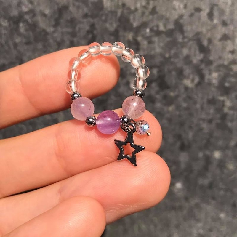 [] Lost and find natural stone Crystal White Crystal super7 Moonlight Star Band labradorite - General Rings - Gemstone Purple