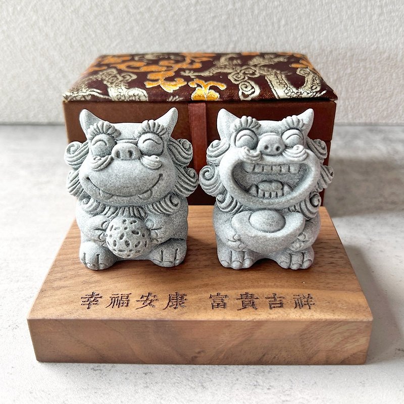 Haha Lucky Lion Customized Birthday Chinese gift Taiwan souvenir Leo Doll - Stuffed Dolls & Figurines - Other Materials Gray