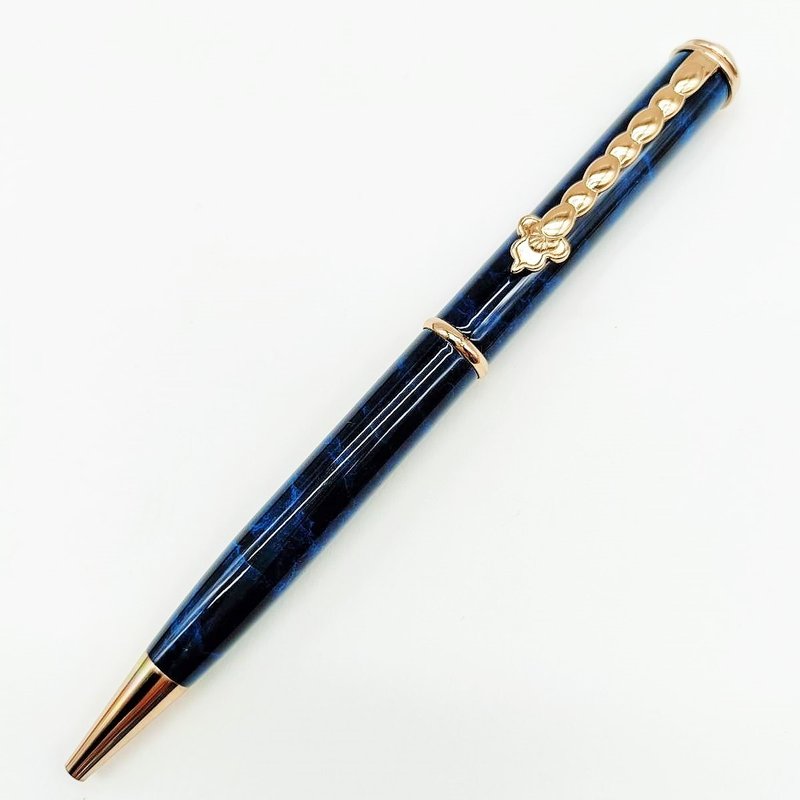 Blue color sand gold braided Rose Gold simple and elegant unique pen box with spare refill [Tiger Crane] - ปากกา - โลหะ 