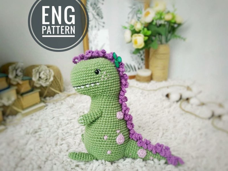 Amigurumi dinosaur crochet pattern.Amigurumi dino crochet pattern - 線上教學/教學影片 - 其他材質 
