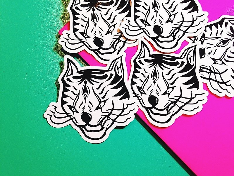Sick cat head / sticker - สติกเกอร์ - วัสดุกันนำ้ สีใส