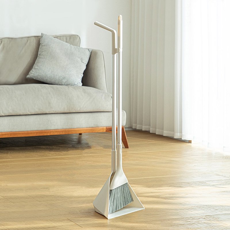 Japanese Frost Mountain simple style labor-saving cleaning long and short dual-purpose broom and dustpan set - Other - Other Materials White