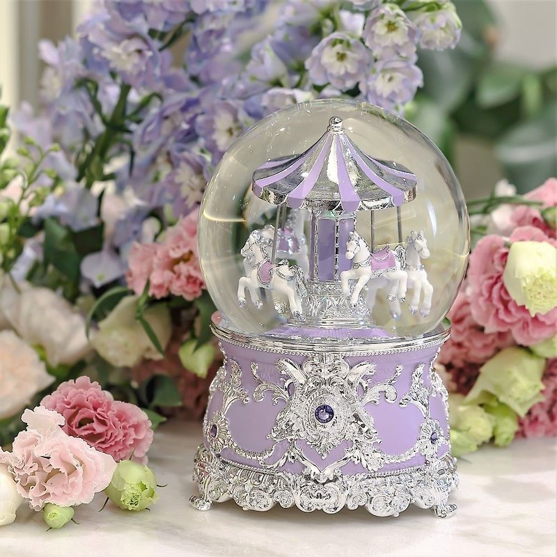 Lavender Purple Pleasure Horse Crystal Ball Music Bell Birthday Gift Valentine's Day Wedding Gift Healing Relief - Items for Display - Glass 