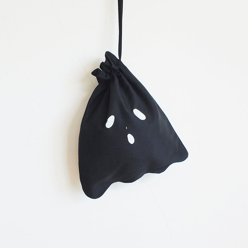 ghost lunch bag : black - 水桶包/束口袋 - 聚酯纖維 黑色