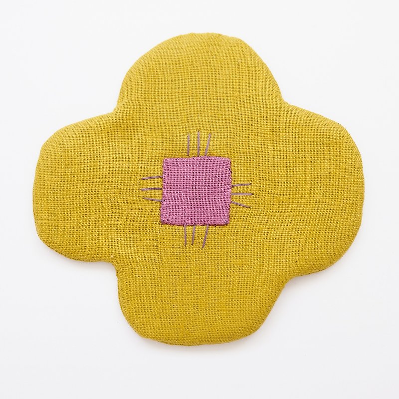 Flower lover shaped coaster / Baby Bloom Coaster - Mustard color - Coasters - Cotton & Hemp Yellow