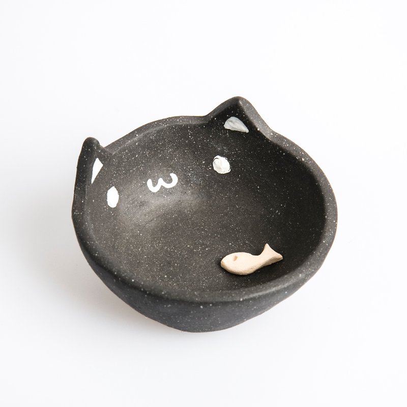 貓盤系列-大喵若魚 - 花瓶/花器 - 陶 黑色