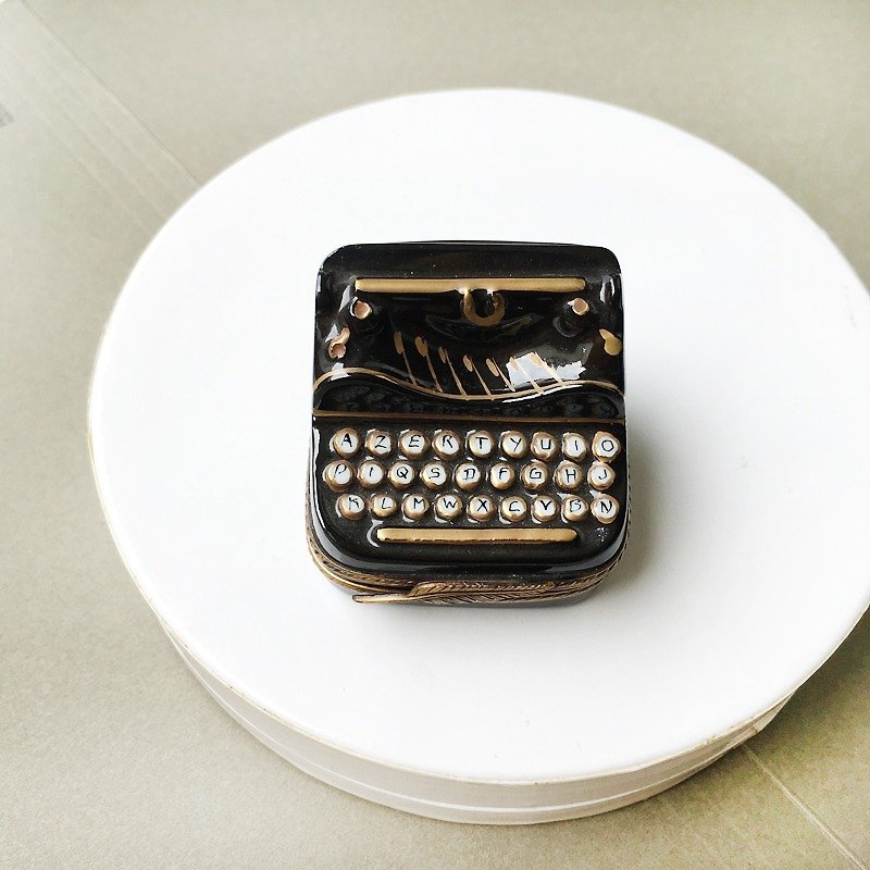 早期古件-法國mini打字機造型精緻飾品盒 | 歐洲 手工 收藏 - 擺飾/家飾品 - 瓷 黑色