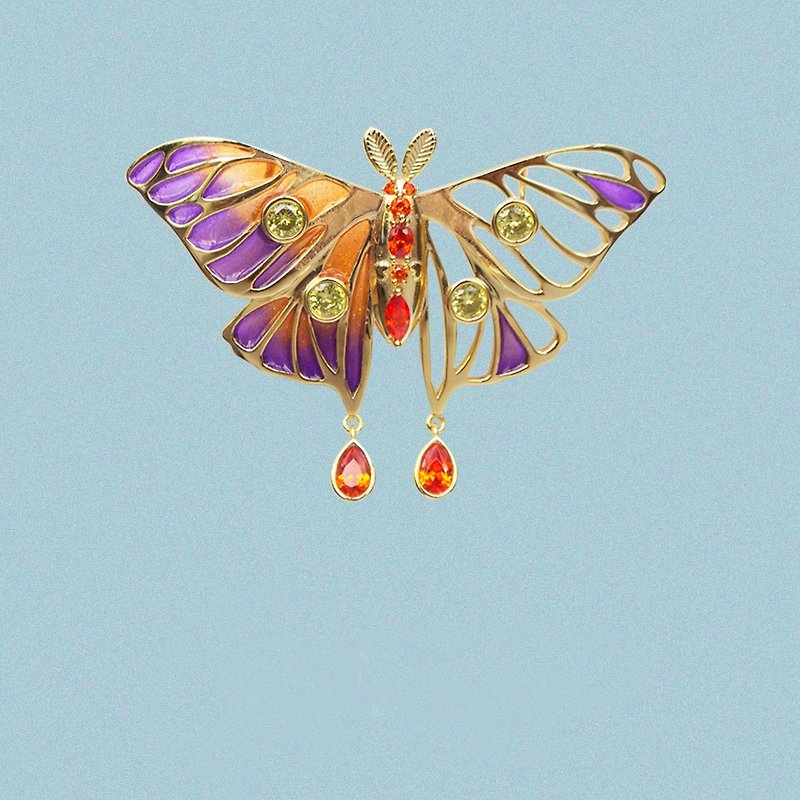 Enamel Butterfly Brooch Necklace - เข็มกลัด - วัตถุเคลือบ 