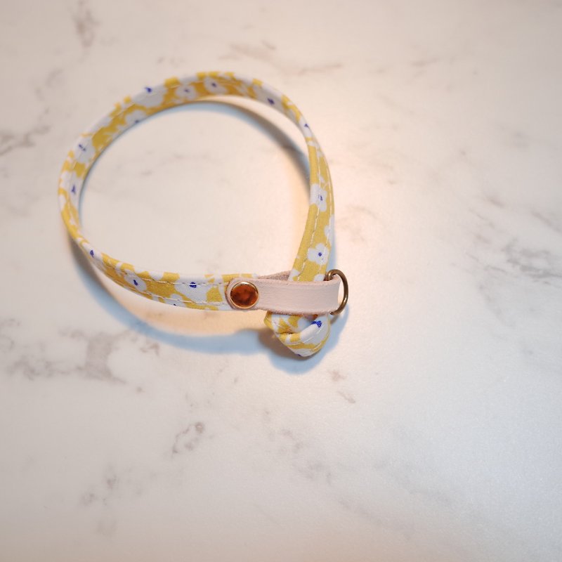 Cat collar small sun white flowers with bells can be purchased - Collars & Leashes - Cotton & Hemp 