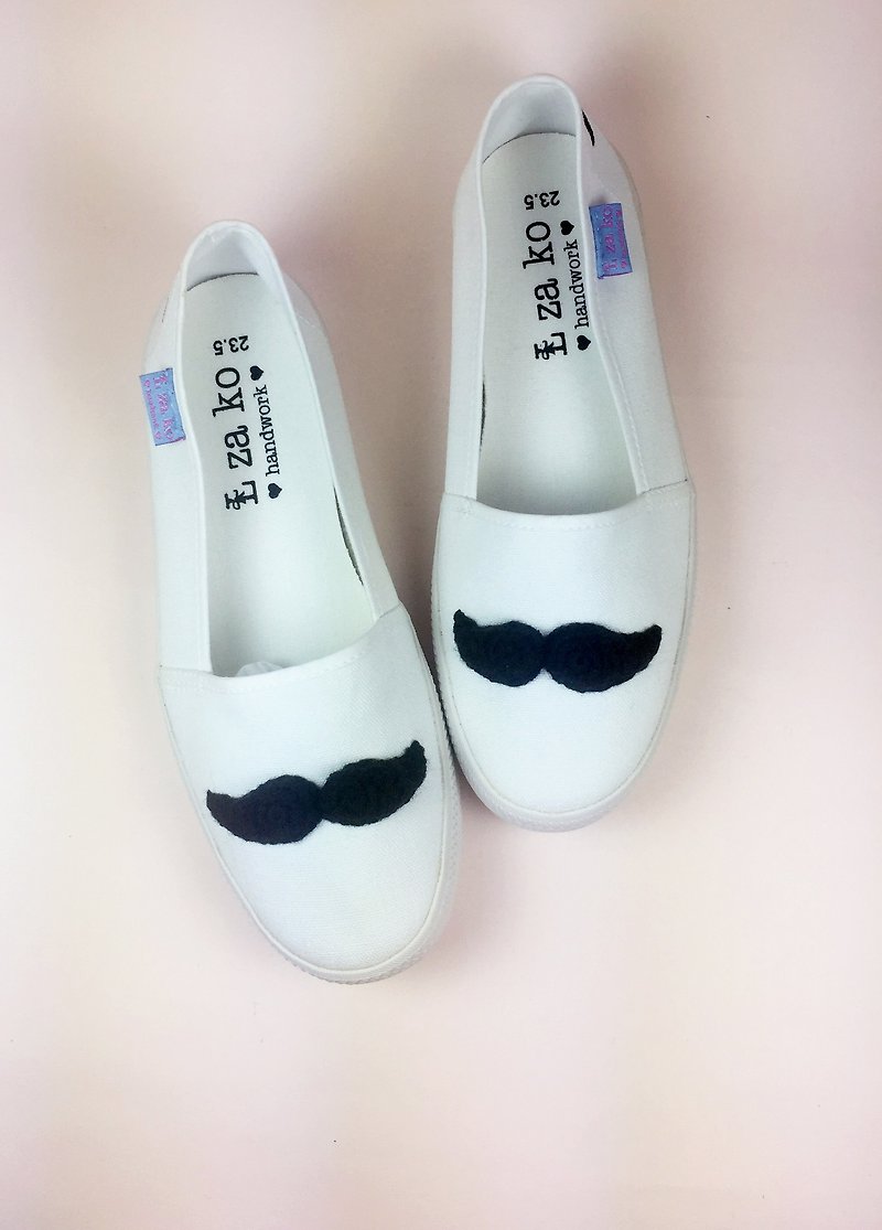 White cotton canvas hand made shoes beard models (non-woven models) Wang Xuan exclusive purchase area - Women's Casual Shoes - Cotton & Hemp Black