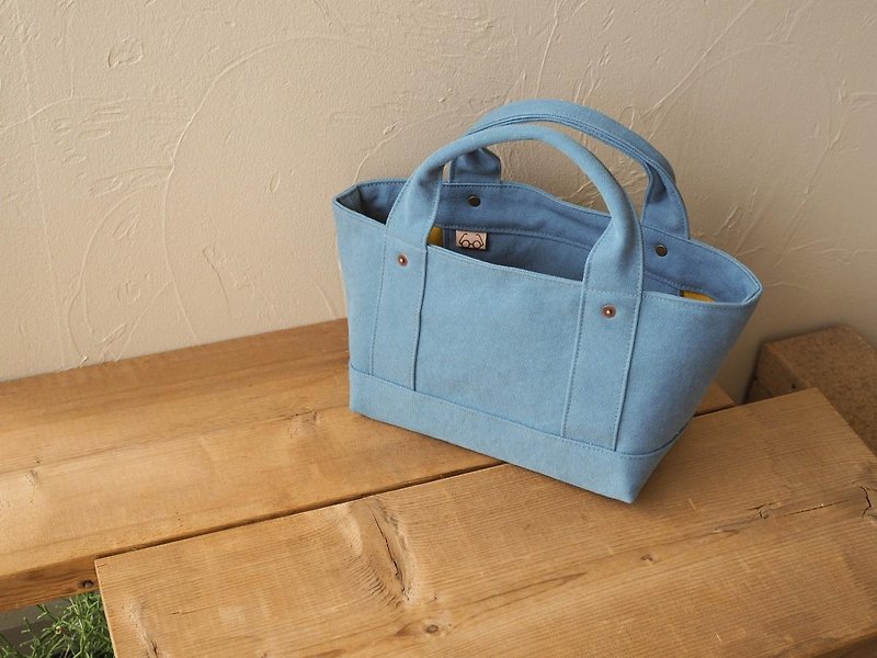 With a lid Tote S (Blue Jade) - Handbags & Totes - Cotton & Hemp Blue