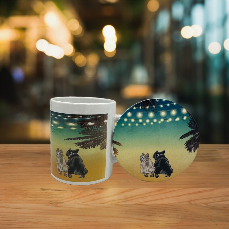 情侶法鬥 陶瓷馬克杯 + 杯墊 | 禮品套裝 - 咖啡杯/馬克杯 - 陶 