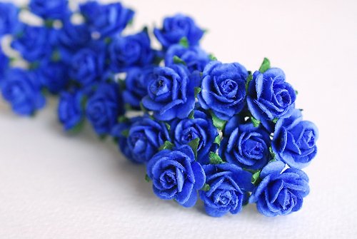 makemefrompaper paper flower centerpiece supplies , 50 pcs. Mini rose, size 1.5 cm.,cobalt color