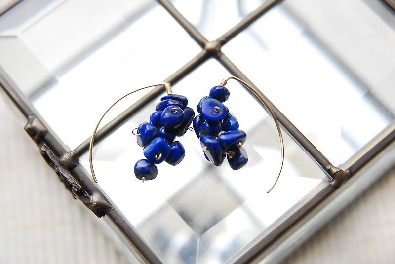 ラピスラズリのマーキスフックピアス１４kgf - 耳環/耳夾 - 半寶石 藍色