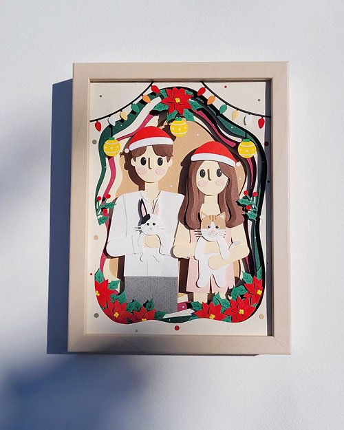 lita-craft Layered custom papercut frame: Christmas theme.