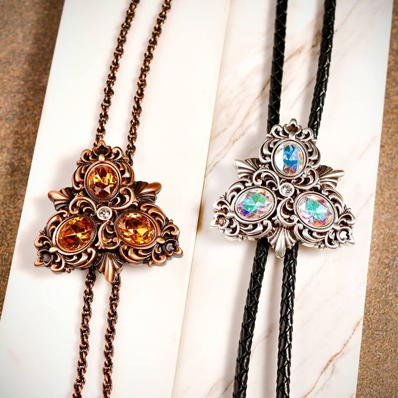 古典華爾滋 保羅領帶 Bolo Tie 真皮 皮繩領帶 金屬繩領帶 - 領帶/領帶夾 - 真皮 銀色