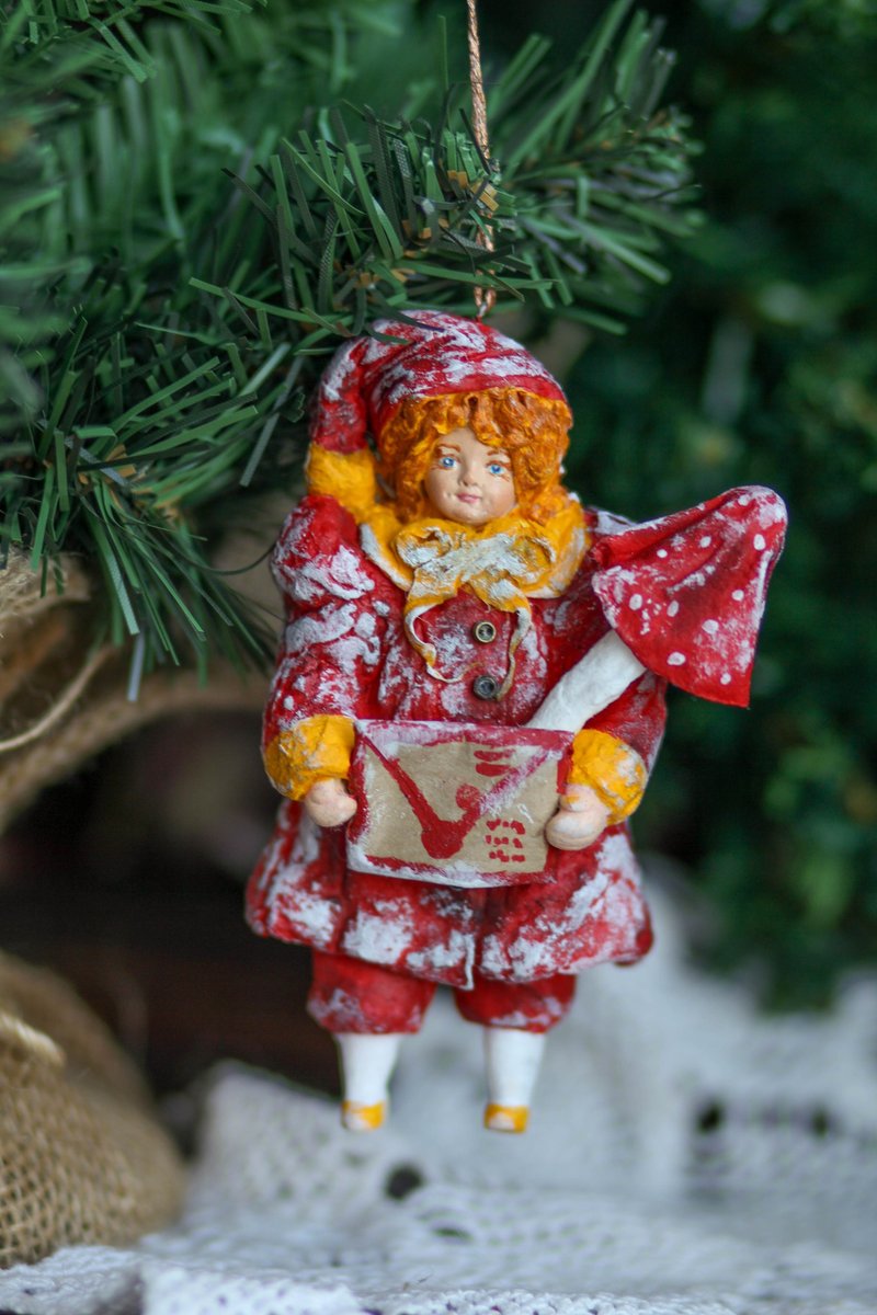 Textile Handmade Interior gift Vintage retro dolls OOAK Collectible Christmas - 公仔/玩偶 - 其他材質 