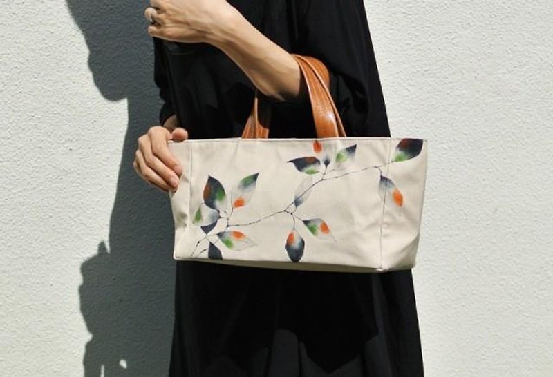 Handbag Konoha - กระเป๋าถือ - ผ้าฝ้าย/ผ้าลินิน สีกากี