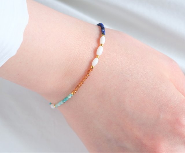 Yndislegt fjólublár bracelet 天然石ビーズブレスレット アマゾナイト