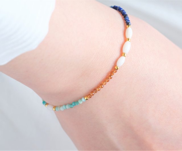 Yndislegt fjólublár bracelet 天然石ビーズブレスレット アマゾナイト