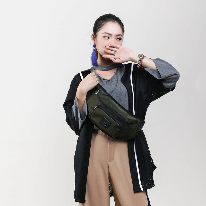 [RITE] Military Bag Series - Vintage Waist Bag (Large) - Army Green - Messenger Bags & Sling Bags - Waterproof Material Green