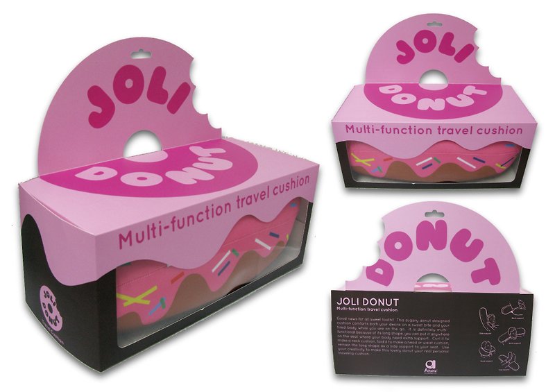 Pink Joli donut Multifunction travel cushion - Pillows & Cushions - Polyester Pink