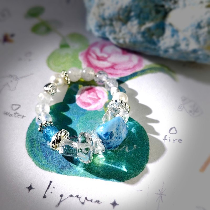 波光靈靈戒指 | 藍磷輝 | 白水晶 | 月光石 | - 戒指 - 水晶 