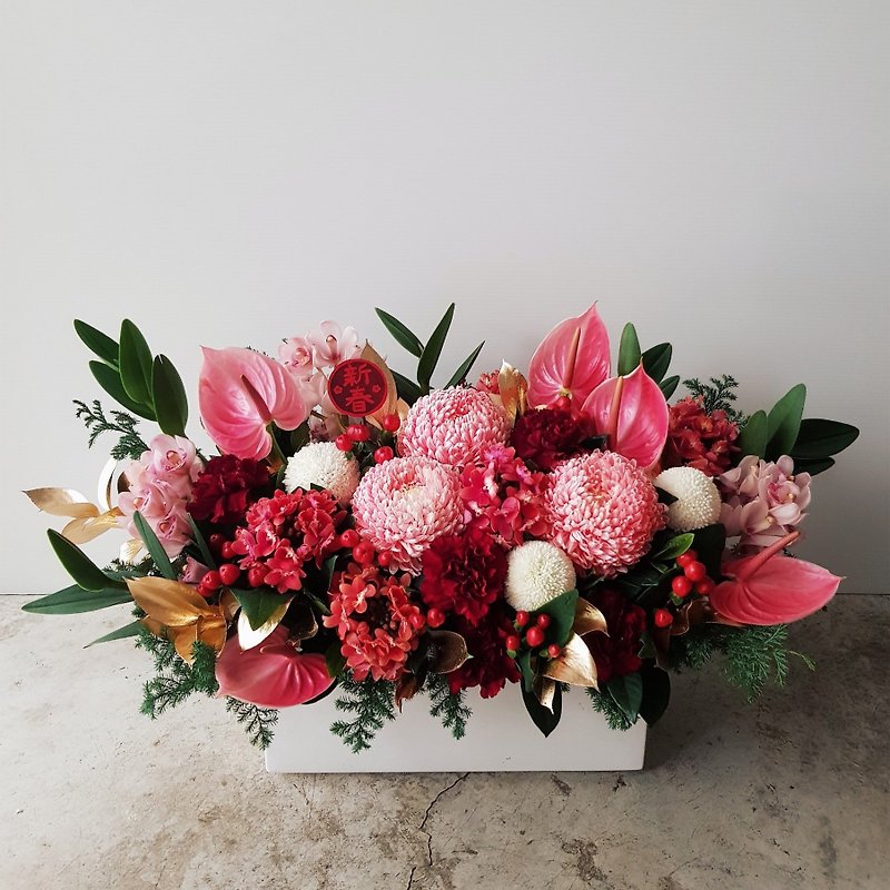 Flowers │ Elegant Pink Gold Flower Potted Flowers │ New Year's Celebration Flower Ceremony │ Delivery scope is limited to Taipei area - ช่อดอกไม้แห้ง - พืช/ดอกไม้ สึชมพู