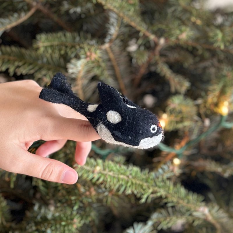 Killer Whale Finger Puppet Killer Whale Finger Puppet Storytelling Props Wool Felt Finger Puppet - ของเล่นเด็ก - ขนแกะ 