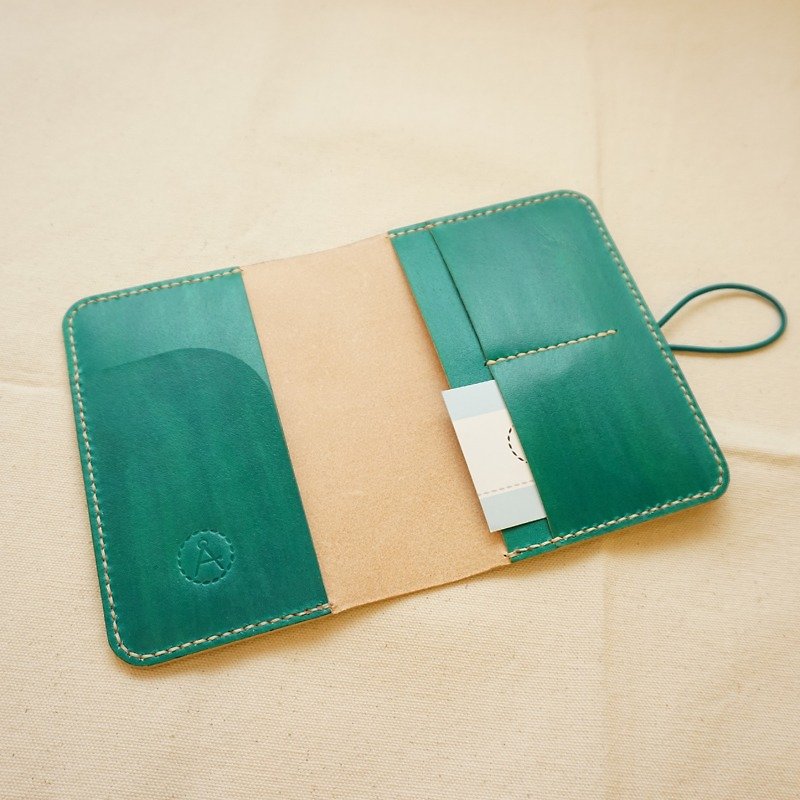 Hand dyed leather passport cover notebook cover-blue green - Passport Holders & Cases - Genuine Leather Green