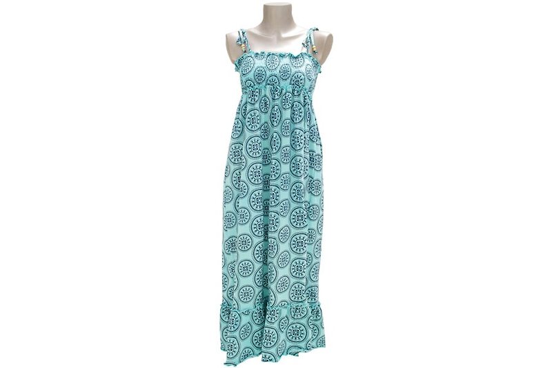 フラワーサークルキャミソールフリルワンピース　＜アクア＞ - 連身裙 - 其他材質 藍色