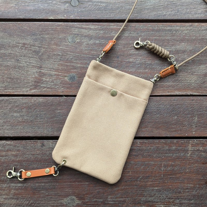 獨家設計x質感手作/Hang-on手機繫能包-極簡版/出國旅行小包 - 側背包/斜背包 - 棉．麻 多色