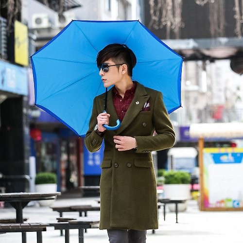 Carry 【Carry Umbrella】都會款純色系反向傘 (山色藍/21吋)
