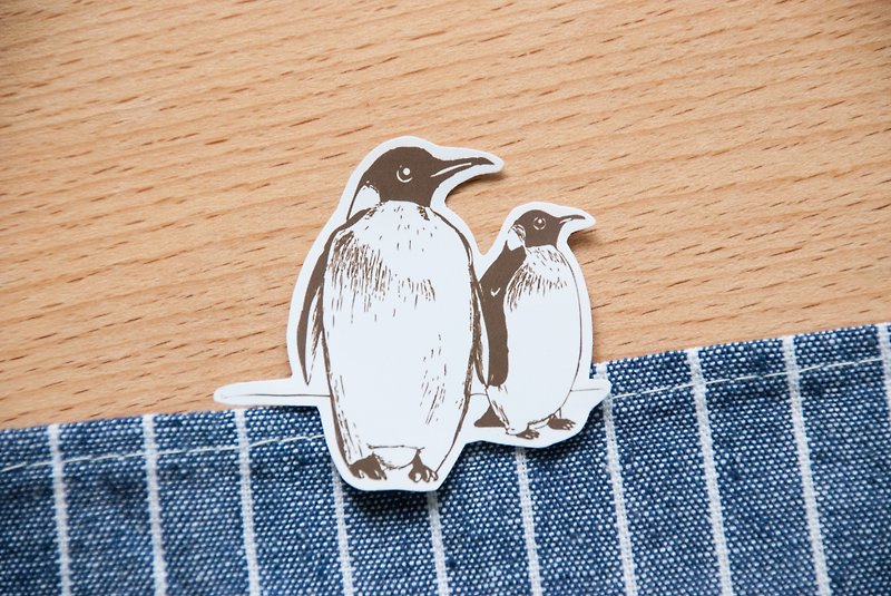 [Animal Series] #8 Monochrome Penguin Coloring Sticker Pack 5 sheets - Stickers - Paper White
