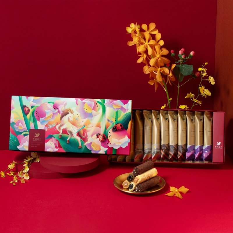 2026 春節-春光躍影綜合蛋捲禮盒 C 12入(蛋奶素/附提袋) - 零食/點心 - 新鮮食材 紅色