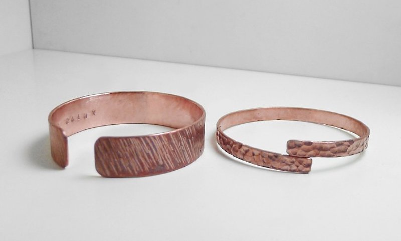 Forged/Wood Grain Bronze Bracelet - Bracelets - Other Metals Red