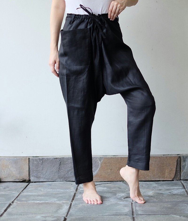 Swarupa Black for Her - กางเกงขายาว - ผ้าฝ้าย/ผ้าลินิน สีดำ