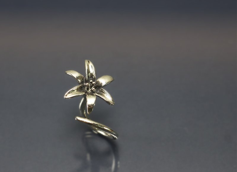 Flower Series-Golden Needle Flower 925 Silver - General Rings - Sterling Silver Red