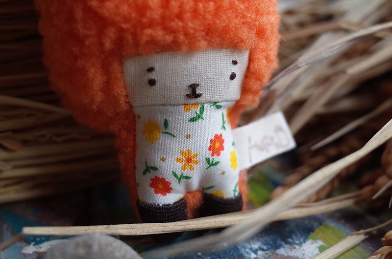 Dora rabbit - orange hair -189 orange flowers - Keychains - Cotton & Hemp Orange