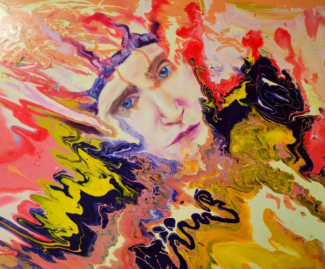 米国アーティスト油絵原画オレンジ