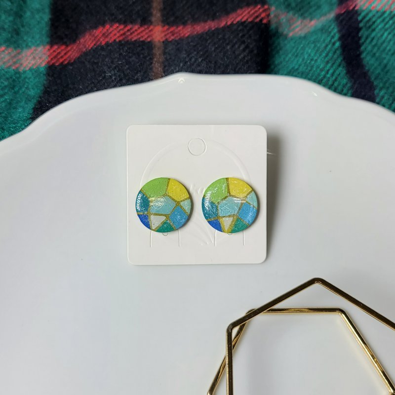 媽媽的舊衣裳 復古 古著 手繪熱縮片 耳環 - 耳環/耳夾/耳骨夾 - 不鏽鋼 多色