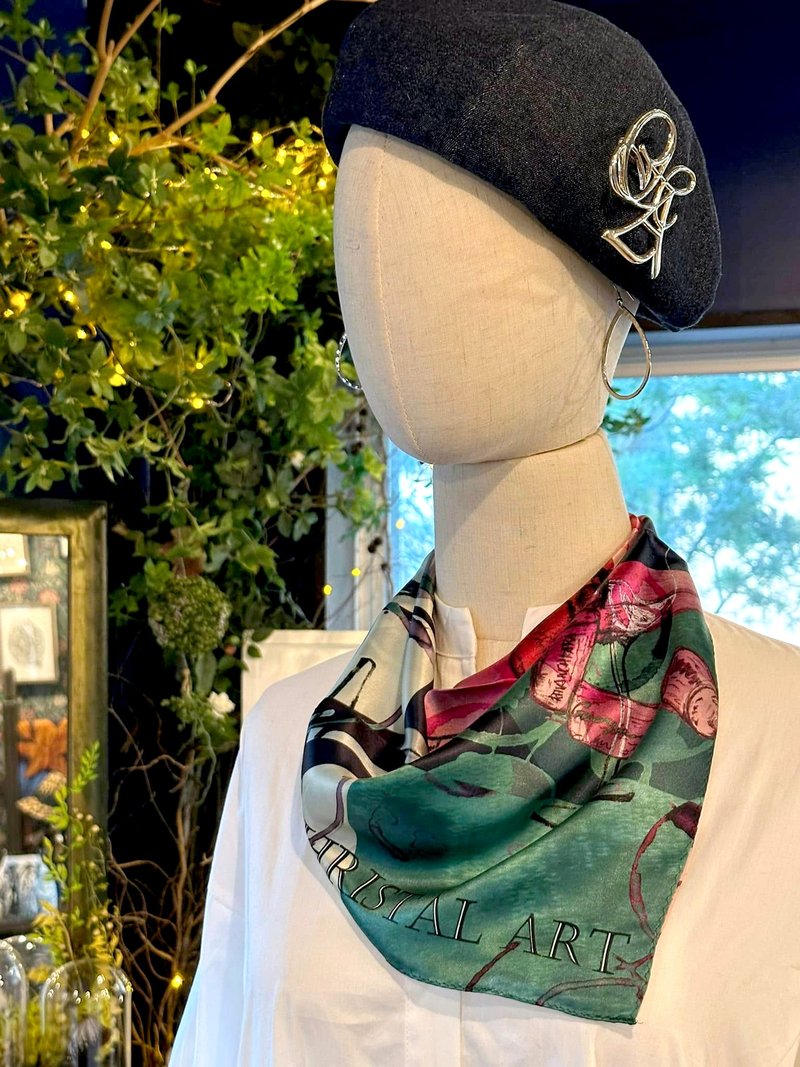 50cm 方形_絲巾_Wine 圖案 絲巾 ChristalART - 絲巾 - 其他材質 紅色