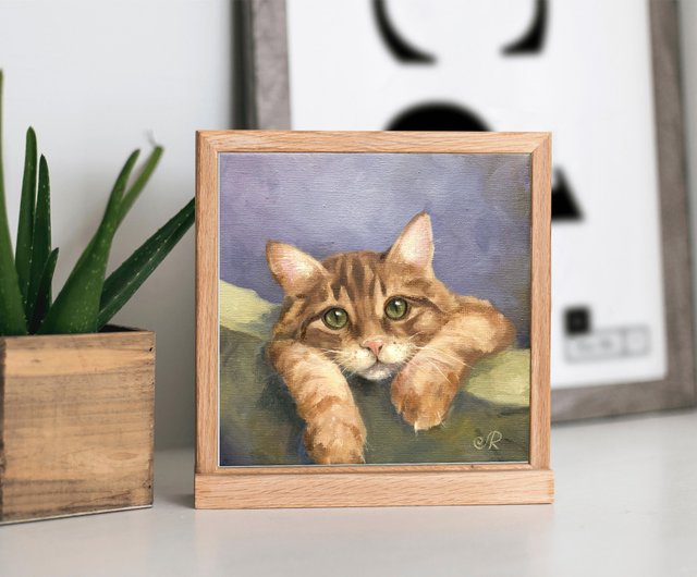 猫の絵オリジナル油絵家の装飾アート - ショップ ArtLolitaRos