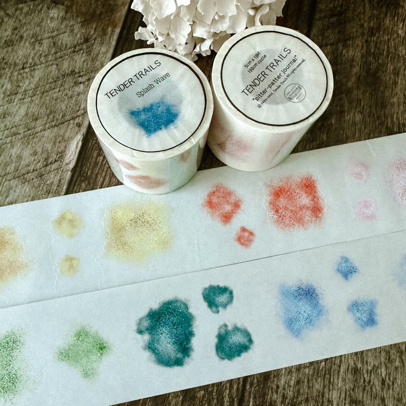 Splash Wave/ Washi Tape (5cmx10M) - 紙膠帶/和紙/PET - 其他材質 