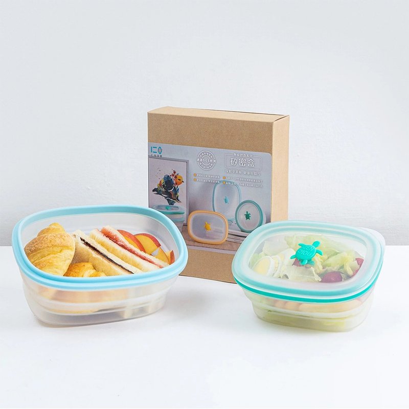 [Renzhou Net Plastic] Little Turtle Beginner Experience Set (2 pieces) ∣ 600ml+1200ml crisper box - กล่องข้าว - ซิลิคอน หลากหลายสี