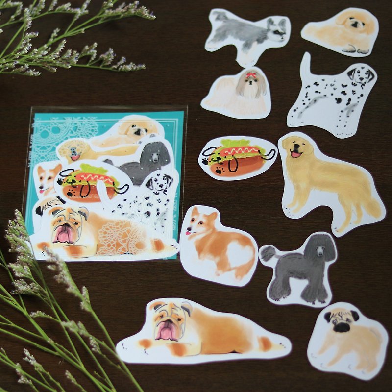 Dogs Illustration / Sticker Pack - สติกเกอร์ - กระดาษ หลากหลายสี