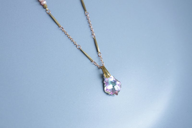 小さなピンクのネックレスの鎖骨トレーニング - ネックレス - 真珠 ピンク